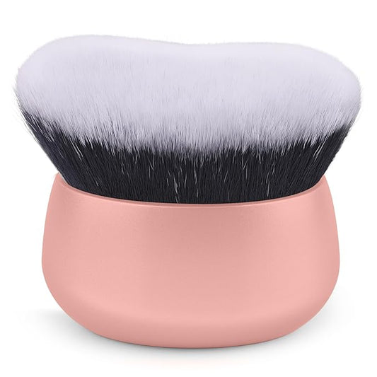 GloréBrochas 75MM Extra Large Self Tanner Kabuki Makeup Brush – Ultra Soft Dense Vegan Bristles for Body Makeup, Bronzer & Foundation–Applies Tanning Mousse, Lotion & Self Tanner–Pink, Wet & Dry