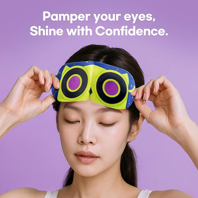 OOwl Mighty Steam Eye Mask, 12 Pack Disposable Self-Heating Warm Compress for Dry Eyes, Puffy Eyes, and Fatigue Relief, Unscented Heated Sleep Mask for Travel, Spa, Home & Gifts for Women & Men