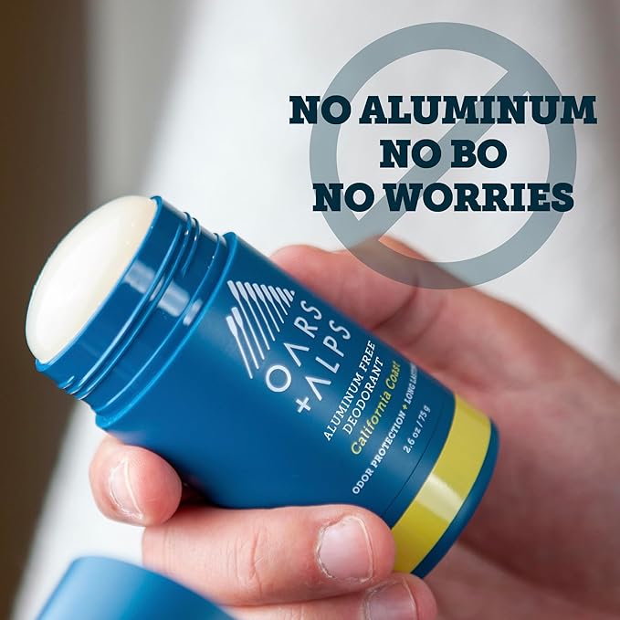 Oars + Alps Deodorant for Men & Women, Aluminum Free Deodorant for Men, Dermatologist Tested, Clean Ingredients, Vegan, Long Lasting, Odor Protection, California Coast, 3pk, 2.6oz