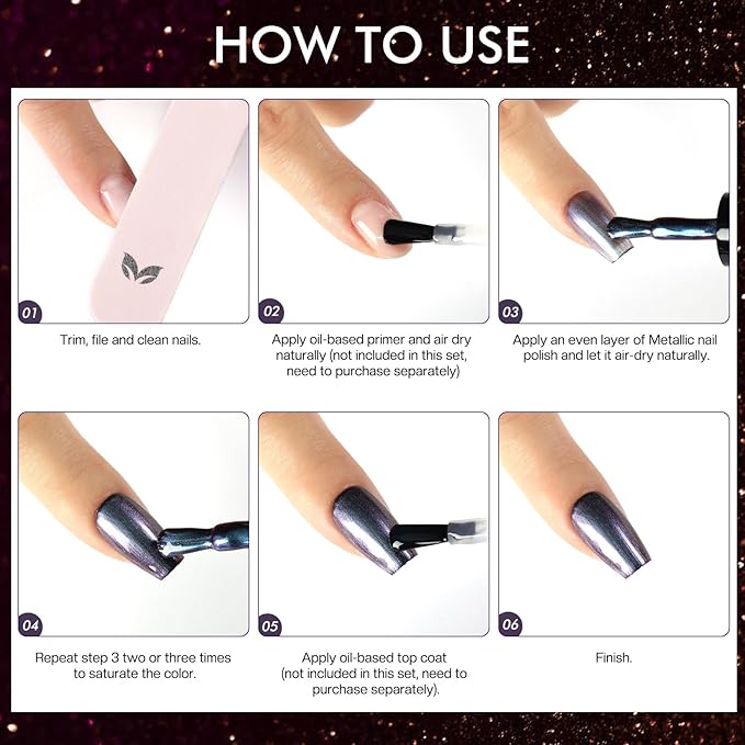 Morovan Fingernail Nail Polish Set: Holographic Metallic Lacquer Air Dry Nail Polish Regular Nail Pack 0.27oz Glitter Finger Nail Bulk Toenail Polish Kit Halloween Fall Gift for Women