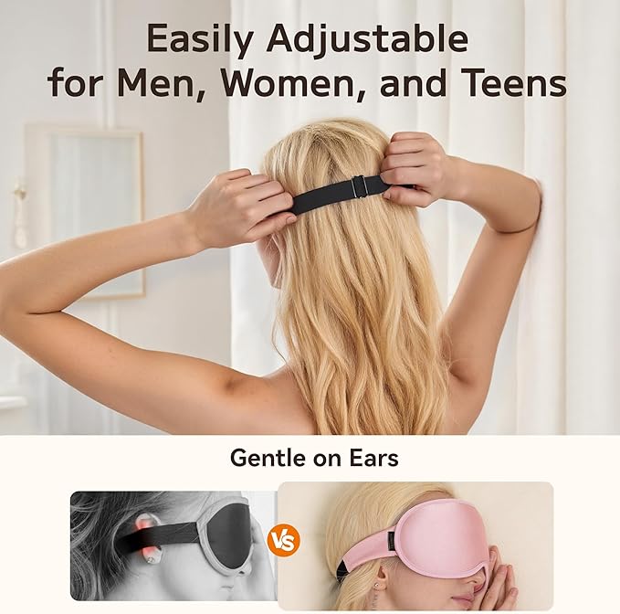 Weighted Eye Mask for Sleeping 2 Pack: Gentle Pressure Blackout Sleep Mask - Zero Eye Pressure Lash Extension Eye Covers Women Men - Airplane Travel Essentials, Memory Foam, Black Pink