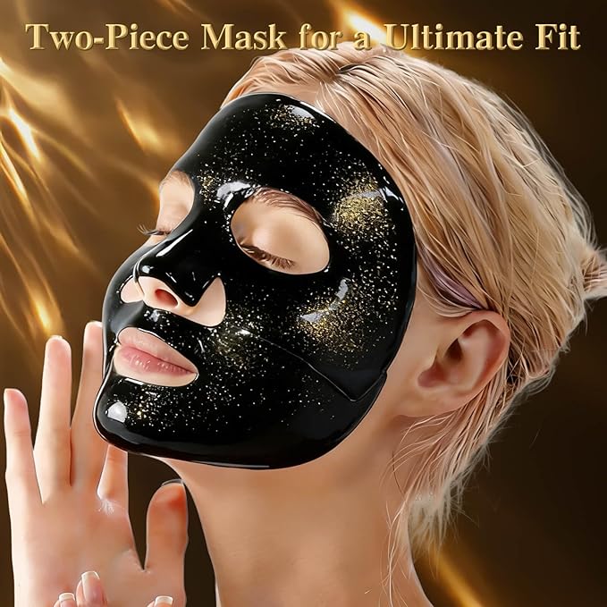 ICIKOL 24K Gold & Caviar Collagen Face Mask, 5 Pack – Luxurious Hydrating Facial Treatment, Firming Appearance – Supports a Radiant, Rejuvenated Look Overnight