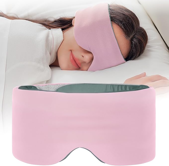 SARISUN Sleep Mask, Eye Masks for Sleep, Dual-Side Blackout Eye Covers for Side Sleeper, No Velcro,Wide Strap,Adjustable Band,Pressure-Free,Wrapped Around, for Women/Men/Nap/Travel/Yoga - Pink