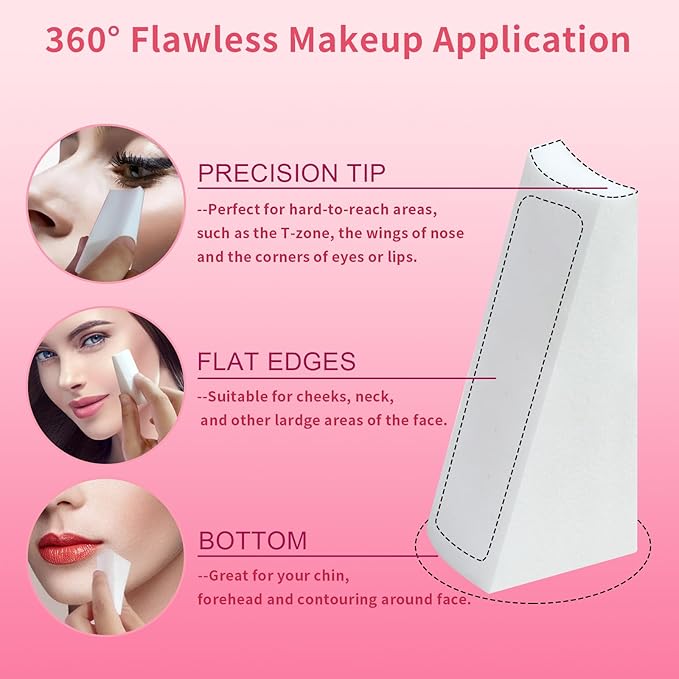 Fauxomor 216 Pcs New Makeup Sponges Wedges for Face Foundation, Latex-Free Triangle Cosmetic Make Up Sponge for Flawless Application and Blending, Beauty Blender for All Skin Types with Four Pouches