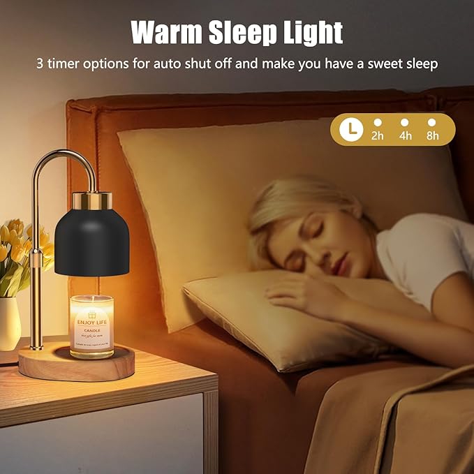 Candle Warmer Lamp with Dimmer Adjustable Height, 2/4/8H Timer,Vintage Home Decor for Scented Jar