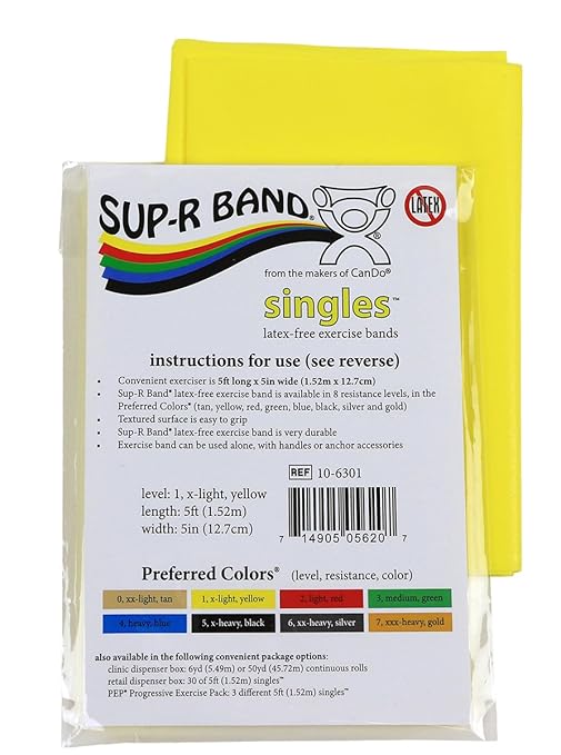 CanDo 10-6301 Sup-R Latex Free Exercise Band 5' Singles,
