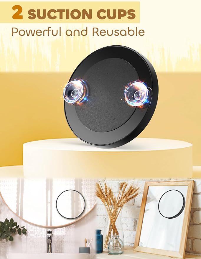 20X&30X&40X Magnifying Mirror Suction Cup, 3.5 in Small Magnified Mirror with Tweezers, Black, Set of 3
