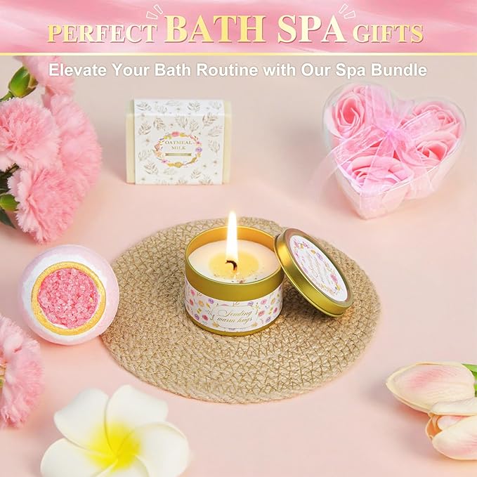 Valentines Day Gifts for Her Women Girlfriend Wife Daughter, 11 Pcs Birthday Gifts for Women Mom Her Best Friend Sister Grandma, Self Care Gift Get well Relaxing Spa Thank you Sympathy Gift Basket Set
