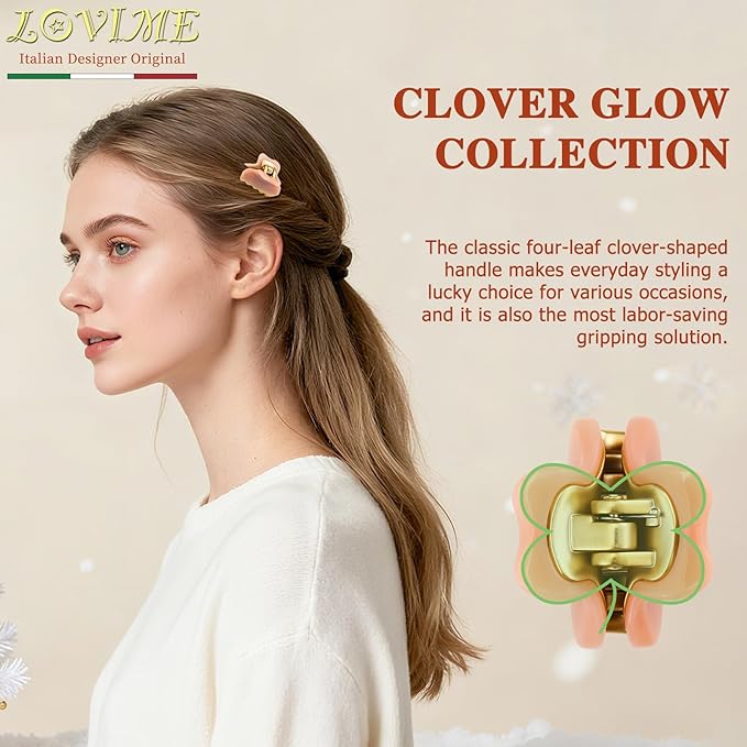 1.2" Mini Claw Clips for Women Girls - Minimalist Double-Layer 18K Gold Painted Hair Clips for Thin Short Hair, Small Non-Slip Luxury Hair Accessories for Daily Face Wash & Makeup, Pink