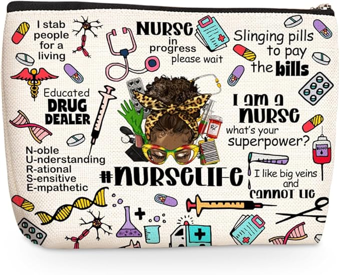 Inspirational Nurse Makeup Bag, Nurse Accessories for Work Cosmetic Bag, Nurses Gifts for Women, Nursing RN Gifts for Nurses Nursing Practitioner Birthday Christmas