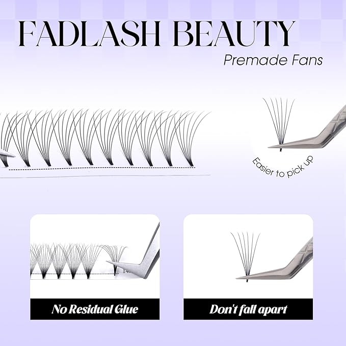 Premade Fans Eyelash Extensions 0.07D Curl Individual Lashes 6D Premade Easy Fan Lashes Soft Lash Extensions 8-14mm for Professional Salon Use(0.07D-13mm)