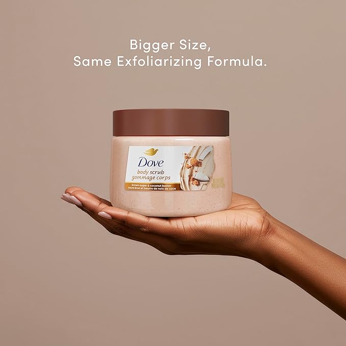 Dove Brown Sugar and Coconut Butter Body Scrub Exfoliates and Deeply Nourishes for Smooth, Radiant Skin 15 oz