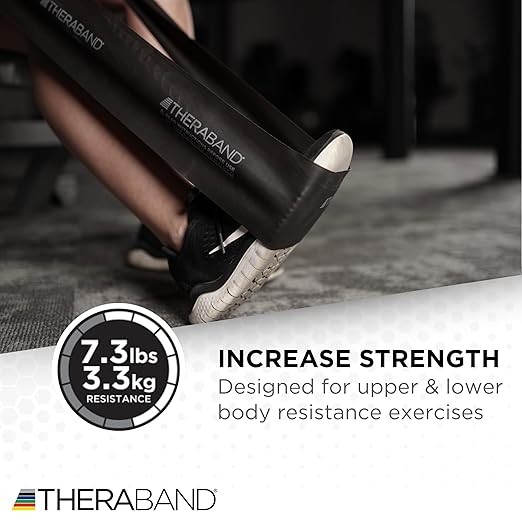 THERABAND Resistance Bands Set, Advanced Kit, Blue, Black, Latex Elastic Bands for Exercise & Physical Therapy, Strength Training for Upper & Lower Body Fitness