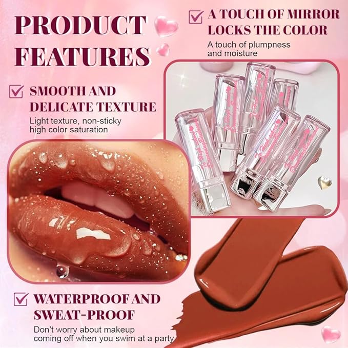 HHLTOH Brown Plumper Moisturizing Butter Lipstick for Women, Natural Tinted Lip Balm Shine Nourishing Hydrating Lip Gloss Stain for Dry Lips, Lightweight Lip Liner Care Makeup, Vegan 1Pc Brown Black