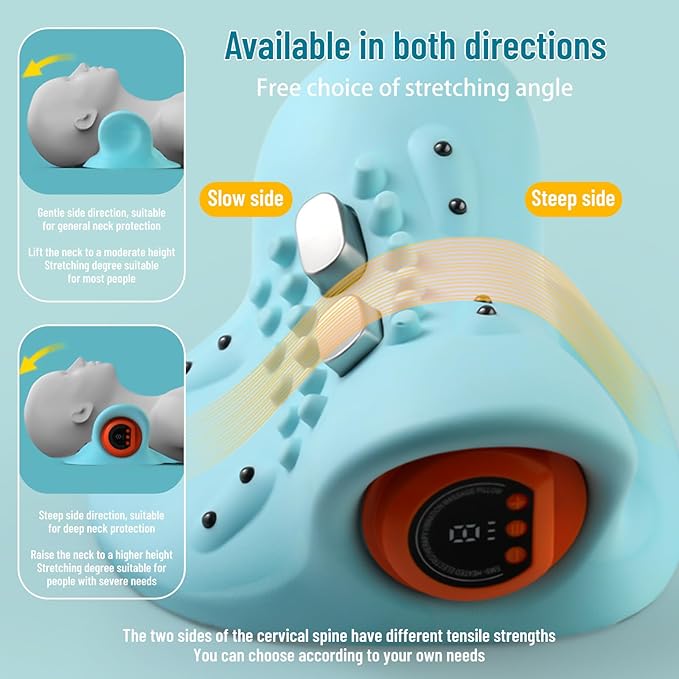 Neck Massager,Masajeador de Cuello,3 Modes Portable Neck and Shoulder Relaxer,Electric Pillows with Heat,26° Angle Cervical Traction Device,for Pain Relief and Muscle Relaxation