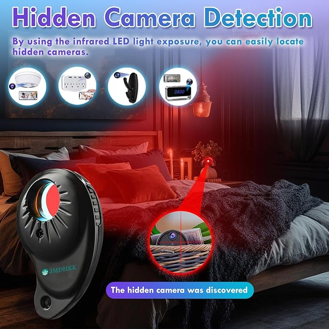 JMDHKK M8000 Hidden Camera Detector, Camera Finder,Bug Detector, Magnetic Tracker Detector, Portable Privacy Protection Device for Travel, Hotels, Vehicles, Offices, and Fitting Rooms (Silver)