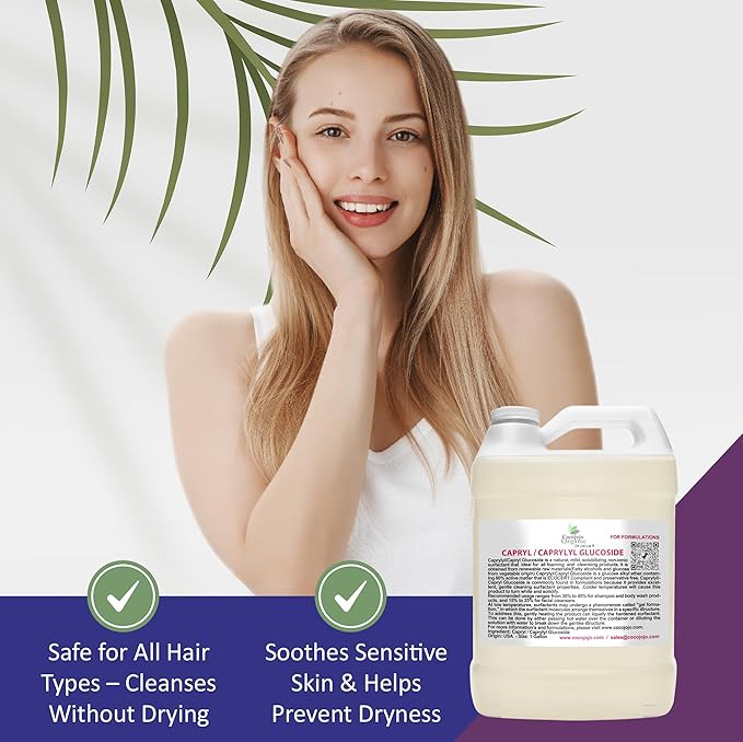 Dr Joe Lab Capryl Glucoside Liquid Surfactant - Caprylyl Natural, Plant Derived - DIY Skin Care - Shower Gels, Foaming, Body Soap, Shampoos Baby Products Face Cleansers - COCOJOJO (128 oz)