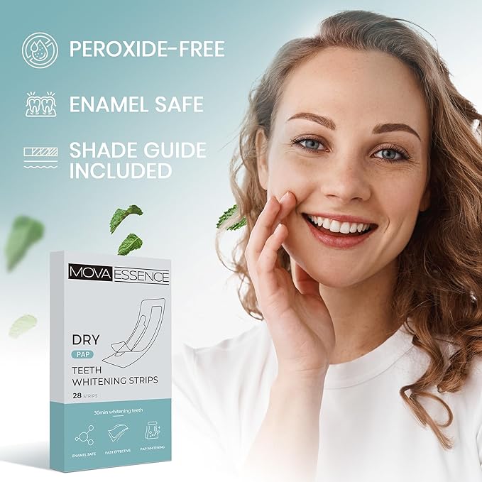 Teeth Whitening Strips - Dry Pap - 14 Treatments (28 Strips) - Enamel Safe - Fast Effective Brighter White Teeth - 30-Minute Treatment