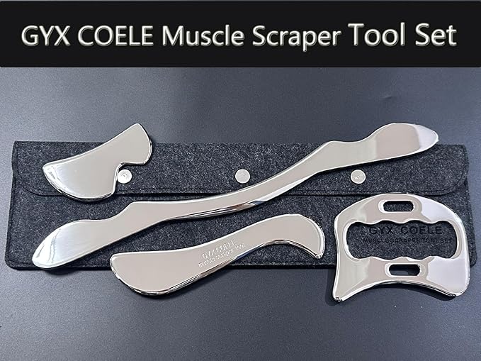 Stainless Steel Muscle Scraper Tool Set, Professional Soft Tissue Massage Tool, Scraping Tool Physical Therapy Gua Sha Kit(4pcs)