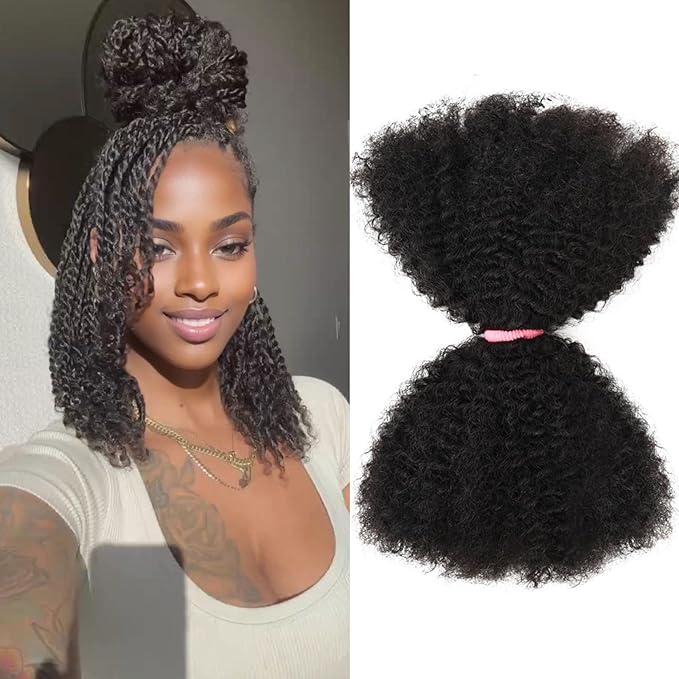 Teresa Springy Afro Twist Human Hair for Braids and Dreadlocks, Natural and Soft pre Fluffed Spring Twist Hair Can be Dyed and Bleached (12 Inch, 50g/Pack)