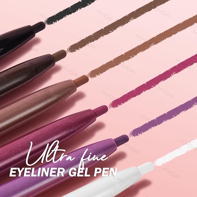 KYDA 2 Colors Black and Brown Gel Eyeliner Pencil, Lasting Matte Gel Eye Liner, Colorful Crayon Eyeliner Pencil, Smooth Creamy Retractable Eye Liner, Ultra-Pigmented, Waterproof Smudge-proof
