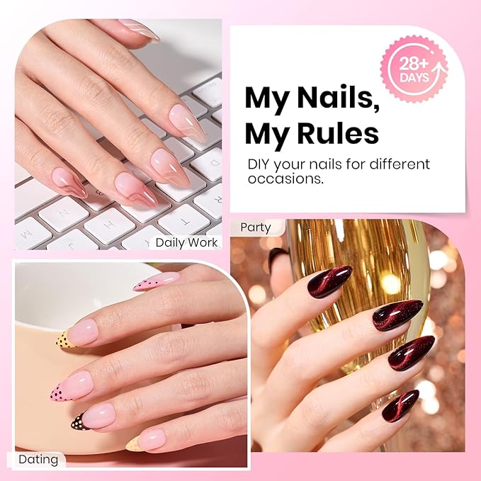 Beetles Gel Nail Tips Curve-EX - Almond Medium, 320pcs 16 Sizes, Etch-X Half Matte Full Cover Soft Acrylic False Press on Nail Tips Easy DIY Nail Extension Art Salon for Curved & Natural Nail Beds