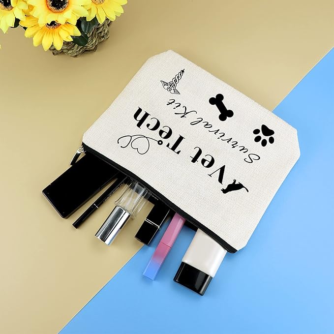Veterinarian Gift Vet Techs Cosmetic Bag Veterinary Technician Gift Makeup Bag Pouch Christmas Birthday Thank You Present for Doctor Veterinarian Vet Tech Veterinary Medicine Graduation Present