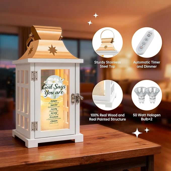 Christian Gifts for Women Birthday, Candle Warmer Lamp with Timer Dimmer, Christmas Birthday Gifts for Mom Women Sister, House Warming Gifts, Decorations for Room Home Decor, Wax Melt Warmer