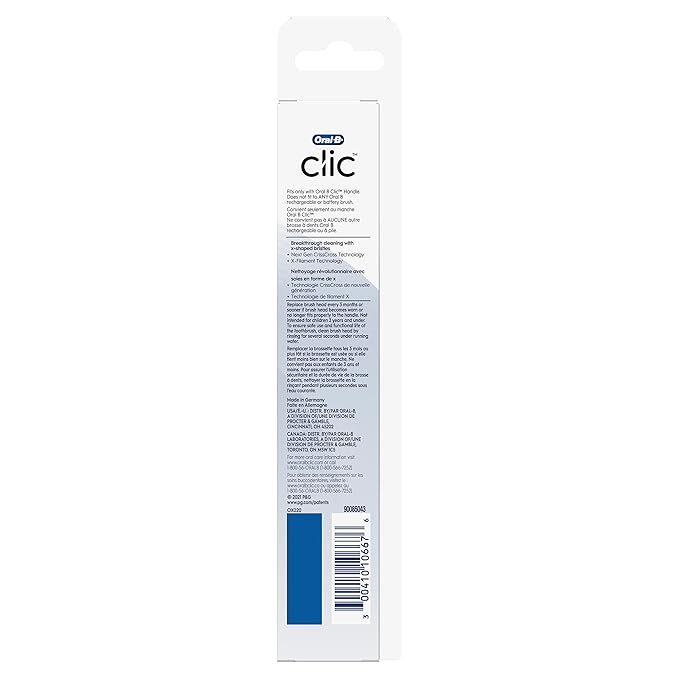 Oral-B Clic Toothbrush Ultimate Clean Replacement Brush Heads, White, 2 Count