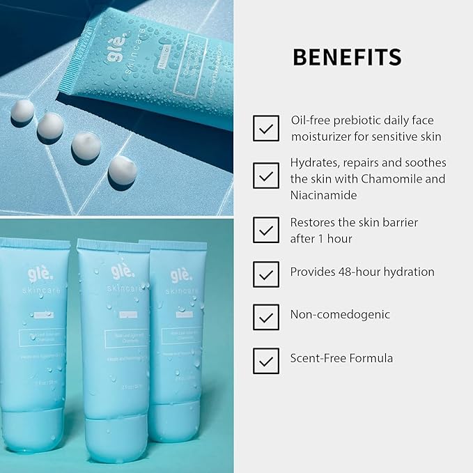 Gle Niacinamide Moisturizing Cream 2 fl oz, Face Moisturizer for Acne-Prone Dry Skin with Hyaluronic Acid, Ceramides, Fragrance & Paraben Free, Travel Size
