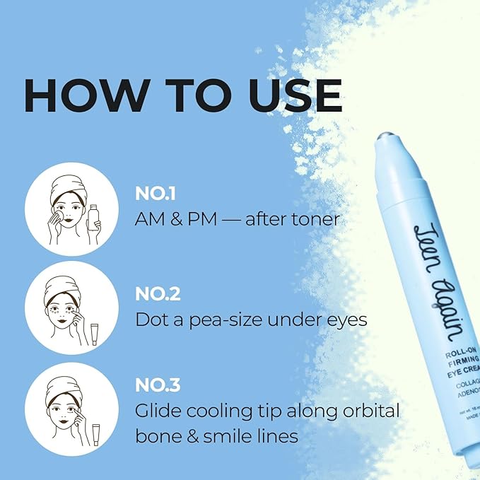 KSBC Look At Me Teen Again Roll-On Firming Eye Cream, Anti-Aging Line Smoothing Skin Care Treatment, Wrinkle Care, Cruelty Free, for Women and Men 0.54 fl. oz, 16ml