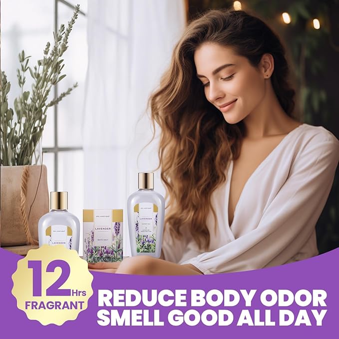 spa luxetique Spa Gifts for Women, Bath Baskets for Women, 8 Pcs Lavender Bath Sets with Bubble Bath, Lotion, Birthday Sets, Mothers Day Gift for Mom, Valentines Day Gifts for Her