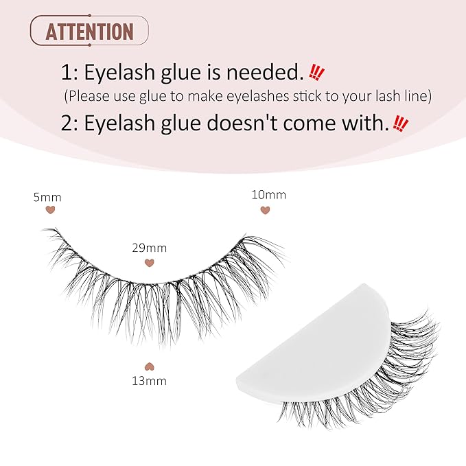 Onlyall Natural Eyelashes Wispy Lashes Clear Band Lashes Natural False Eyelashes C Curl Lashes Fake Eyelashes Natural Lashes 13mm Lashes H6