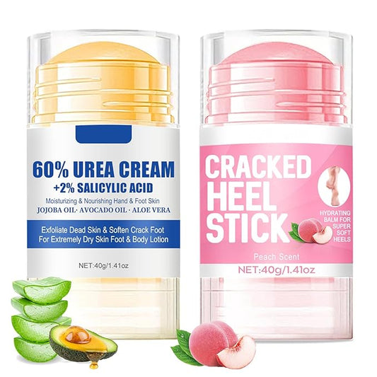 2pcs 60% Urea Hydrating and Anti-Cracking Foot Cream, 2025 Upgraded Moisturising and Relieves Cracking and Dryness Foot Cream for Dry Cracked Feet And Hands（aloe + peach）