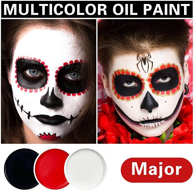3 PCS Black White Red Face Body Paint