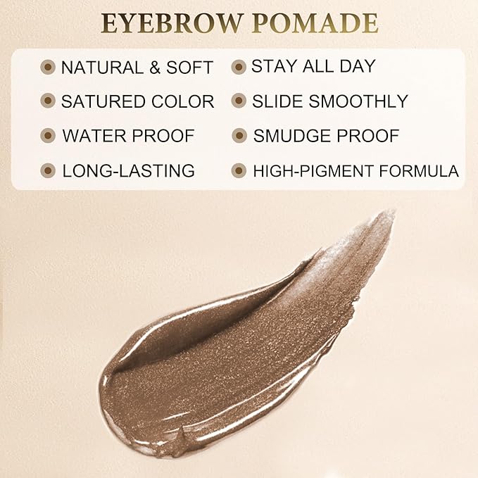LAVONE Eyebrow Stamp Stencil Kit, Brow Stamp Trio Kit with Waterproof Eyebrow Pencil, Pomade, 20 Eyebrow Stencils, Dual-ended Eyebrow Brush and Sponge Applicator - Medium Ash Brown