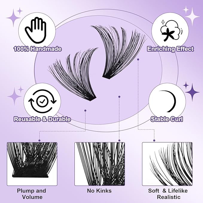 Lash Clusters 90D Individual Lashes Eyelash Clusters Supersoft D Curl Cluster Eyelash Extensions 10-18 Mixed Eyelash Extension Wispy Volume Cluster Lashes DIY at Home (90D-D-10-18MIX)