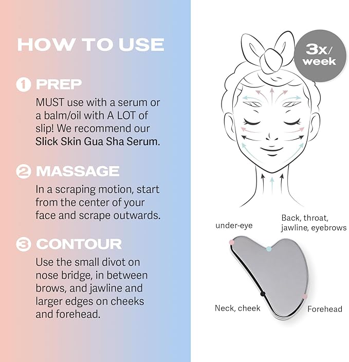 Sacheu Gua Sha Facial Tools Muscle Scraper — Face Gua Sha for Enhanced Lymphatic Drainage, Reduced Puffiness and Relieved Facial Tension, Metal Face Sculpting Tool with Travel Pouch