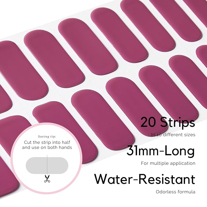 NAILOG Semi Cured Gel Nail Strips (20 Extra Long Stickers/Wraps) | Buy 2 Get 1 UV Lamp| Glossy & Long Lasting Soft Gel Finishing,Crush
