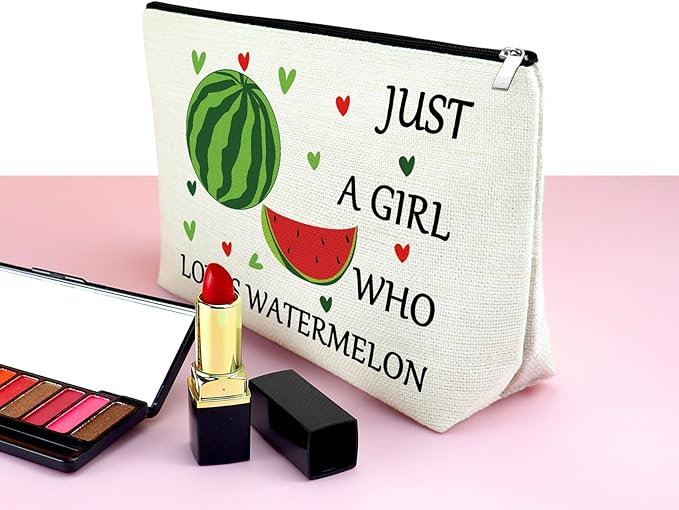 Watermelon Themed Gifts for Women Watermelon Makeup Bag Watermelon Love Gifts for Girls Watermelon Themed Gifts Fruit Lover Gift for Daughter Friend Birthday Cosmetic Bag Travel Cosmetic Pouch
