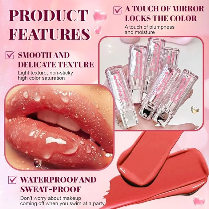 HHLTOH Plumper Moisturizing Butter Lipstick for Women, Natural Tinted Lip Balm Shine Nourishing Hydrating Lip Gloss Stain for Dry Lips, Lightweight Lip Liner Care Makeup, Vegan, 2Pc Rose & Brown Black