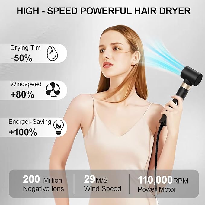 8 in 1 Hair Dryer Brush with Auto‑Curl Chamber – Hot Air Styler & Volumizer, Hair Styler & Dryer in One, Ceramic Ionic Barrel, LCD Temp & Airflow Display
