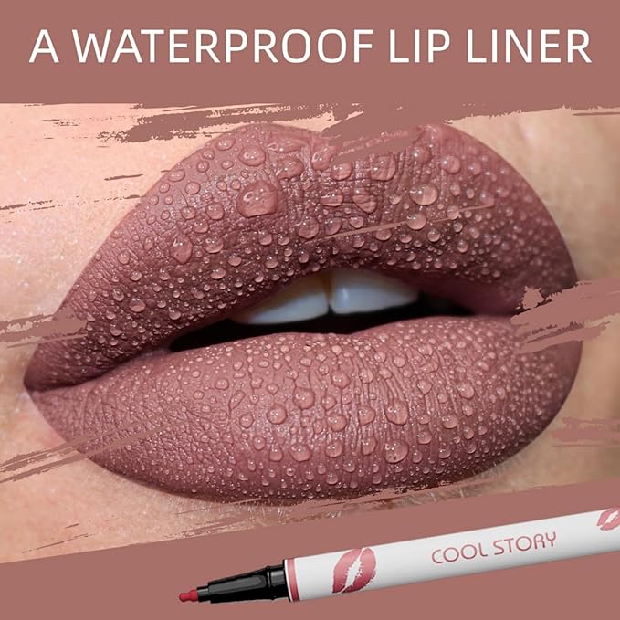 COOL STORY Matte Lip Liner Pencil - Waterproof, Non-Fading, Long-Lasting Plump Effect for Fuller Lips Makeup, Soft & Smooth Texture Easy Glide Lipstick 07#