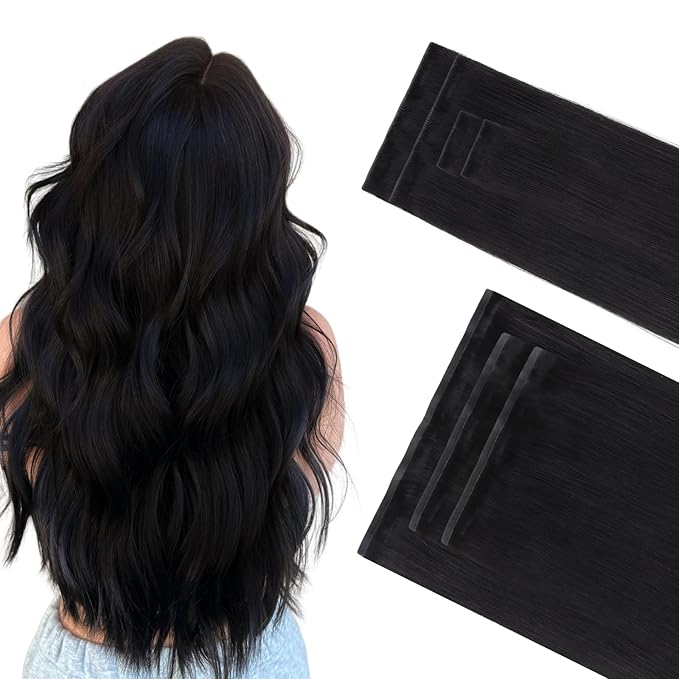 GOO GOO Invisi Edge Clip in Hair Extensions Set, 24inch 150g, 4pcs Injected Seamless PU Clip ins and 3pcs Classical PU Clip inslip ins, Virgin Real Human Hair, #1