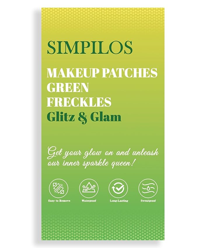Green Face Glitter - Waterproof and Long-Lasting Body Glitter Freckles, Sparkle Makeup Patches for Festivals and Parties (Green - 8 Sheets)