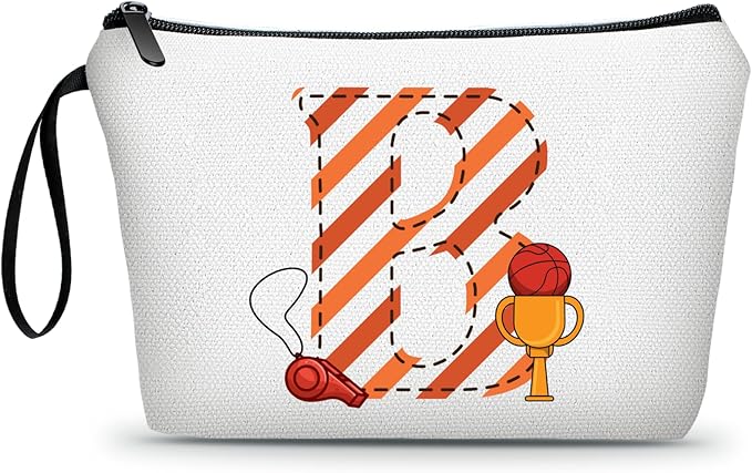 ARIOSEY Basketball Gifts Monogrammed Cosmetic Travel Makeup Bag Basketball Accessories Graduation Birthday Gifts for Girls Coaches Daughters Team Friend Mom Player-B