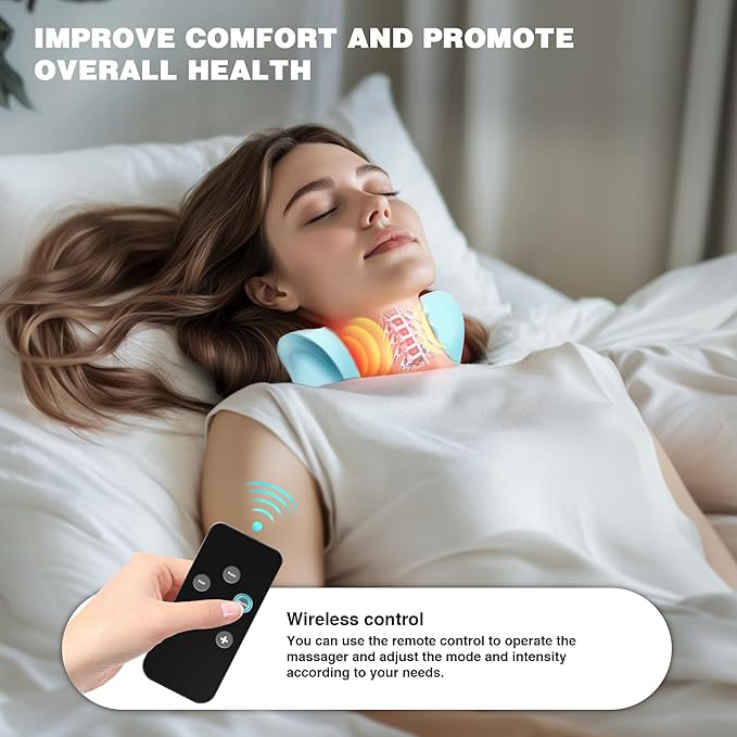 Neck Massager Pillow with Heat, 3 Modes, Cervical Massager for Neck Pain Relief and Muscle Relax, 26° Angle Cervical Traction Device for Back, Shoulder