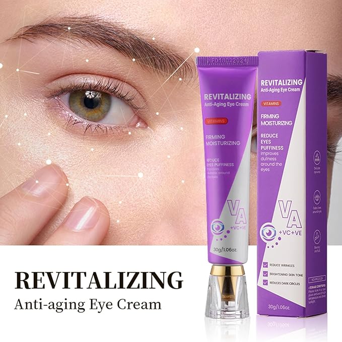 Redcool Eye Cream for Dark Circles and Puffiness - Anti Aging Eye Cream Enriched with VA VC VE, Firming & Hydrating Under Eye Treatment for Wrinkles, Eye Bags, Fine Lines, 30g/1oz