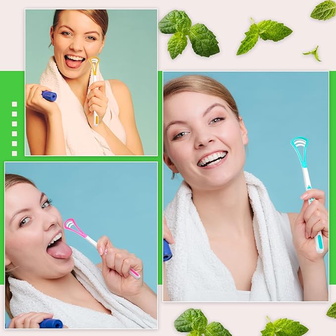 Yinkin 18 Pcs Tongue Scraper for Adults, Tongue Scraper Cleaner, Oral Care Brush for Reducing Bad Breath Adults Healthy Oral Care Tools Easy to Use