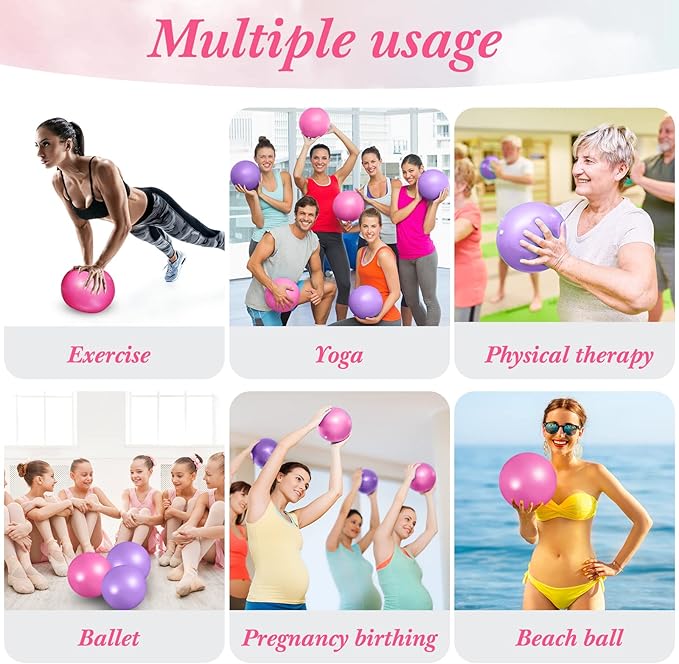 Aoriher 10 Pcs Small Exercise Pilates Ball 9 Inch Mini Yoga Balls Anti Burst and Slip for Stability, Fitness, Physical Therapy, Stretching & Core Strength Workout at Home Gym Office